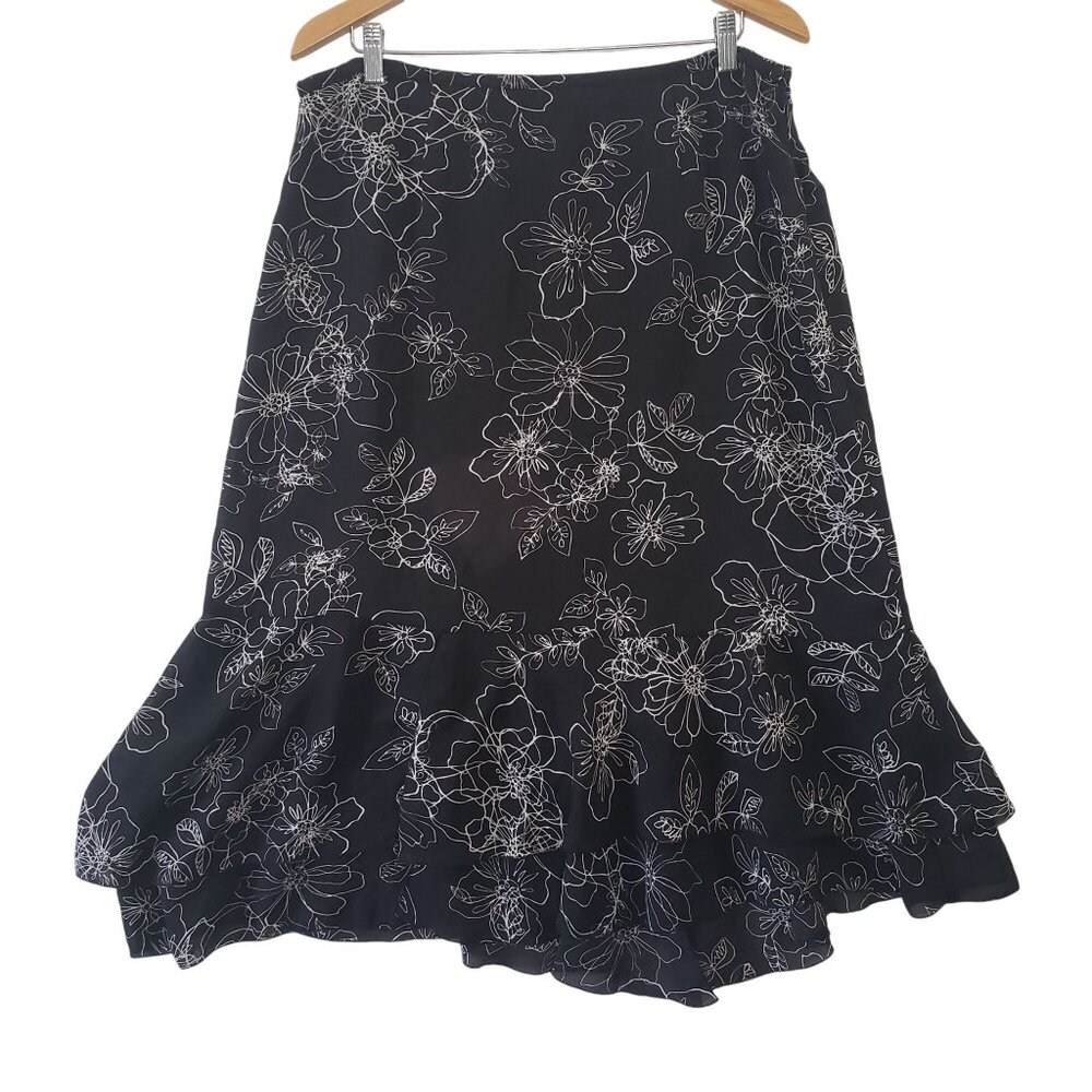 Vintage 90s Wet Seal Floral Print Skirt Size XL Ruffle Hem Fairy Grunge Y2K